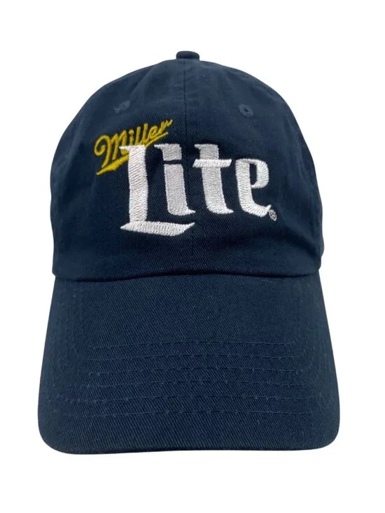 Miller Lite Navy Blue Adjustable Baseball Cap With Embroidered Logo - Picture 1 of 8